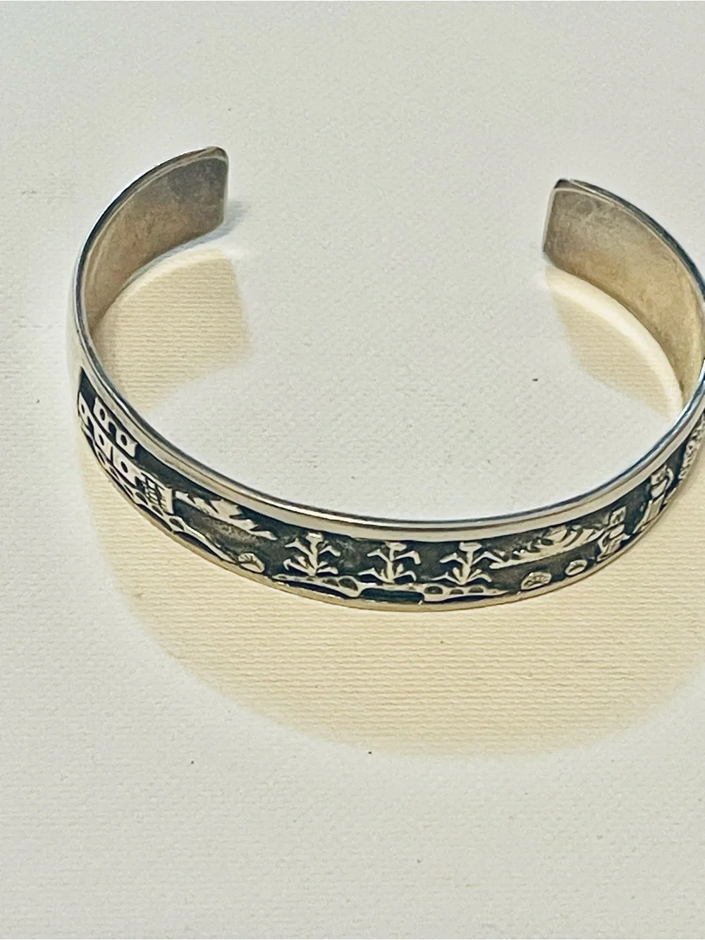 VTG NATIVE AMERICAN Navajo storyteller STERLING cuff bracelet 24 G Sz 6.75-7